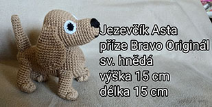 Pejsek, výška 15 cm, délka 15 cm, cena 390 Kč